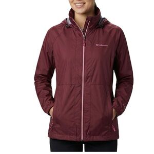 Columbia Burgundy Zip Up Windbreaker Jacket Hooded Rain Shell Gorpcore XS
